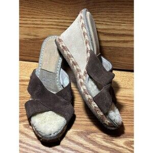 Ugg Margot Slip On Women’s Wedge Sandals Shoe Leather Up Suede Leather Size 7